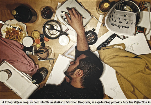 Fotografije u broju su delo mladih umetnika iz Prištine i Beograda, sa zajedničkog projekta Face The Reflection